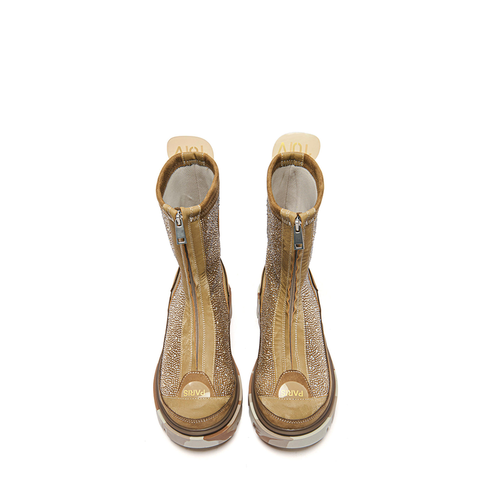 Joiaparis Luster Beige Suede and Textile Ankle Boots