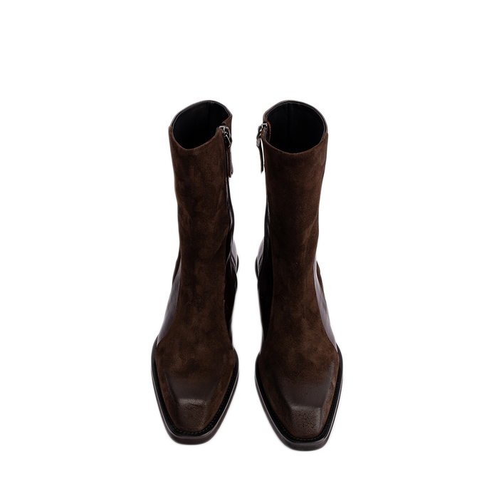 Poeve Trace Brown Leather and Suede Ankle Boots