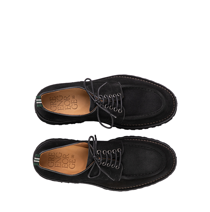 Green George Black Suede Lace-ups