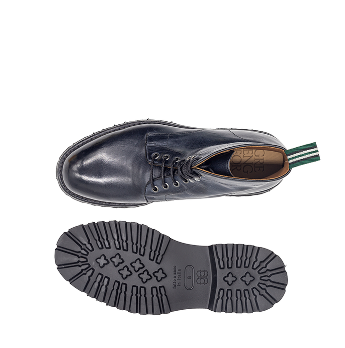 Green George Navy Leather Ankle Boots