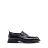 Green George Black Leather Loafers