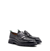 Green George Black Leather Loafers