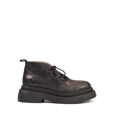 MLO Dark Grey Leather And Nubuck Ankle Boots