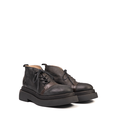 MLO Dark Grey Leather And Nubuck Ankle Boots