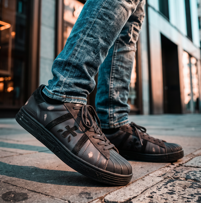 Premiata Russel Black Leather Sneakers