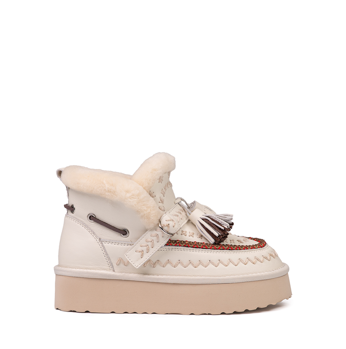 Nan-Ku Beige Leather Ankle Boots