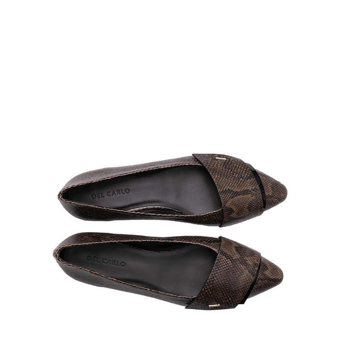 Del Carlo Namibia Snake Print Leather Flats