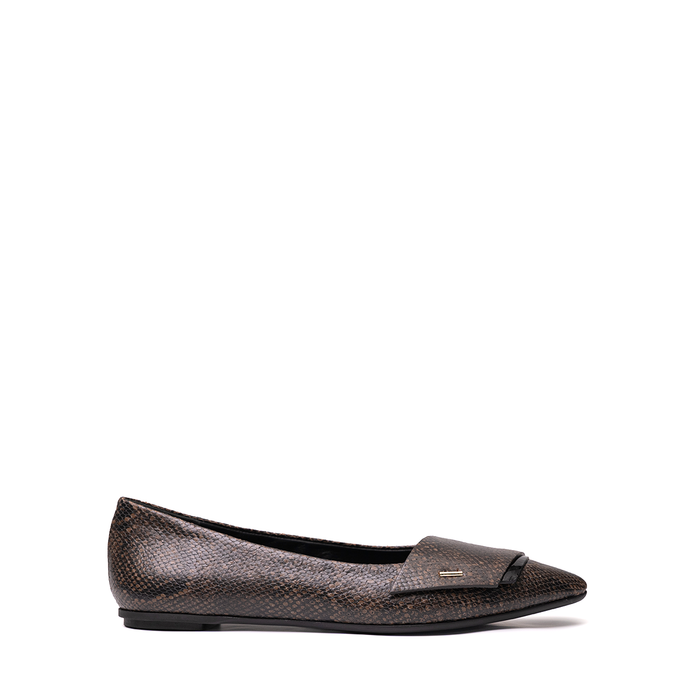 Del Carlo Namibia Snake Print Leather Flats - DOLITA