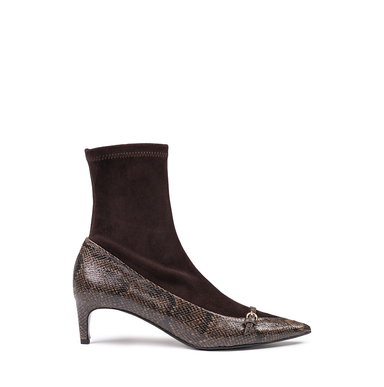 Del Carlo Dark Brown Suede and Leather Ankle Boots