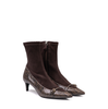Del Carlo Dark Brown Suede and Leather Ankle Boots
