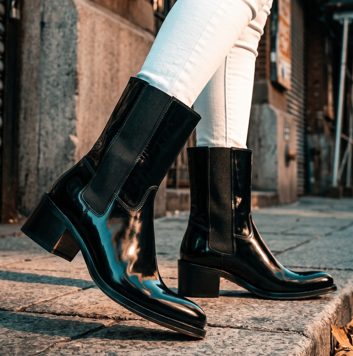 Premiata Black Leather Ankle Boots