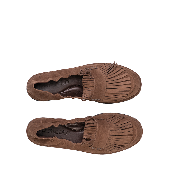 Pomme D'or Brown Suede Loafers - DOLITA