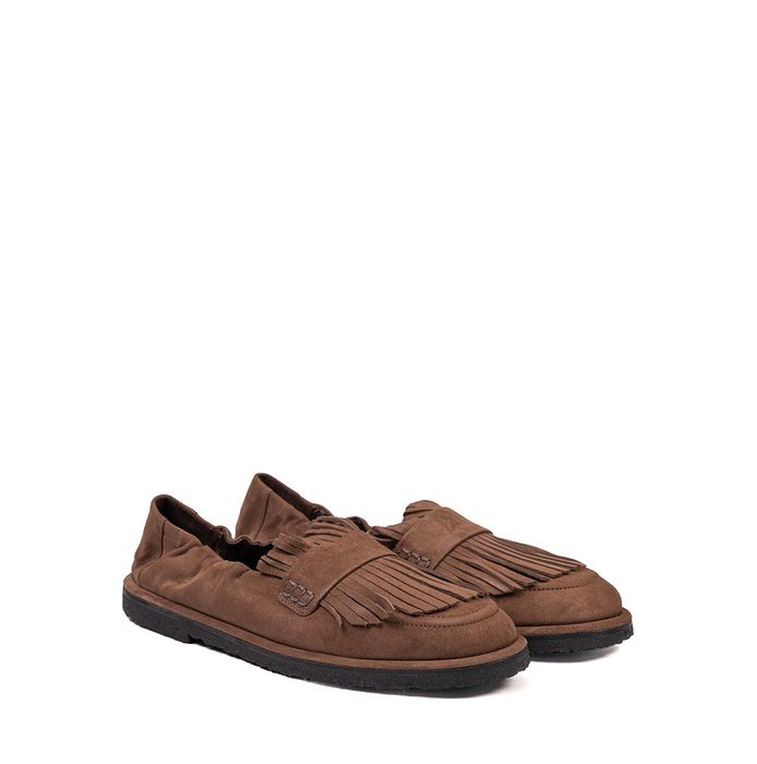 Pomme D'or Brown Suede Loafers - DOLITA