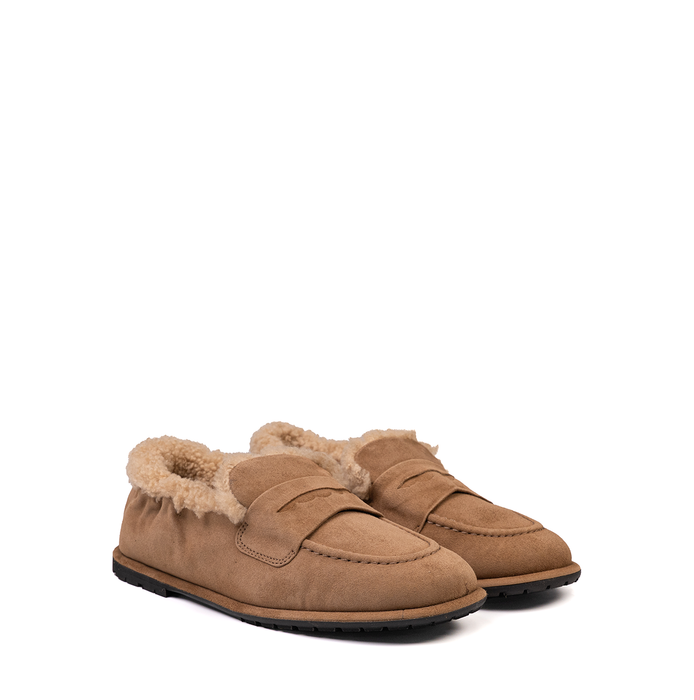 Pomme D'or Light Brown Suede Loafers - DOLITA