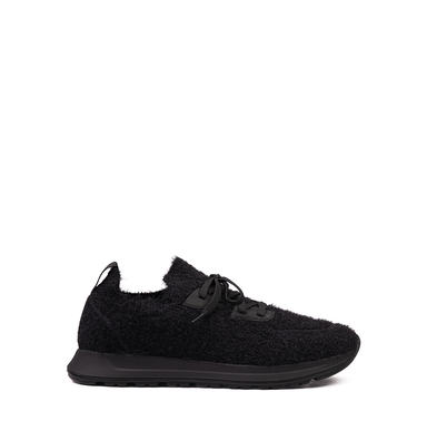 Giampieronicola Black Textured Material and Leather Lace-ups
