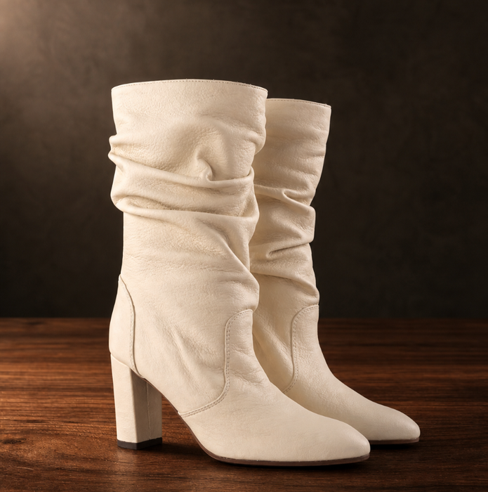 Chie Mihara Eychel Cream Leather Tall Boots - DOLITA