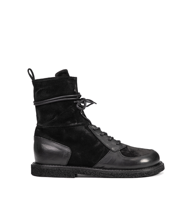 MLO Black Leather And Suede Ankle Boots