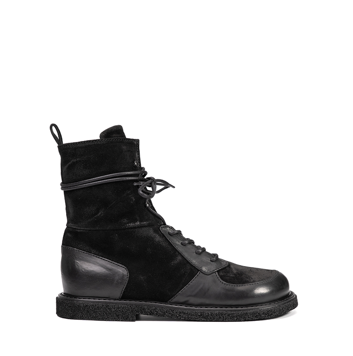 MLO Black Leather And Suede Ankle Boots