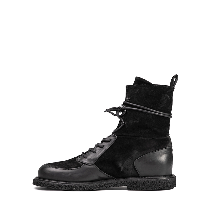 MLO Black Leather And Suede Ankle Boots