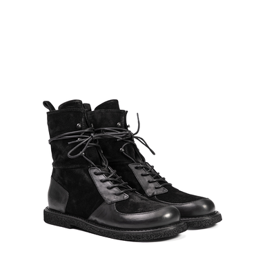 MLO Black Leather And Suede Ankle Boots