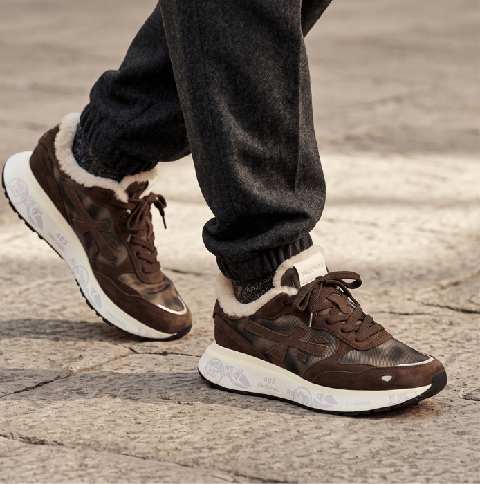 Premiata Lauryn Dark Brown Suede and Textile Sneakers