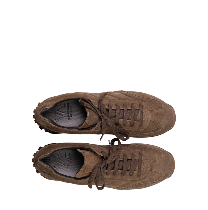 Vittorio Virgili Olive Green Brown Suede Sneakers