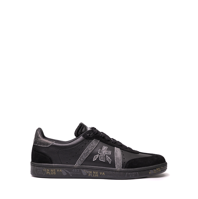 Premiata Bonnie Black Leather and Suede Sneakers