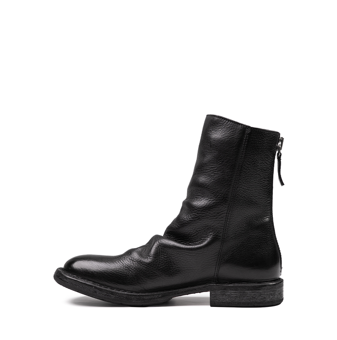 Moma Black Leather Ankle Boots