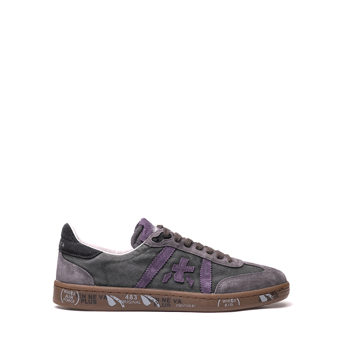 Premiata Bonnie Green and Purple Suede and Textile Sneakers