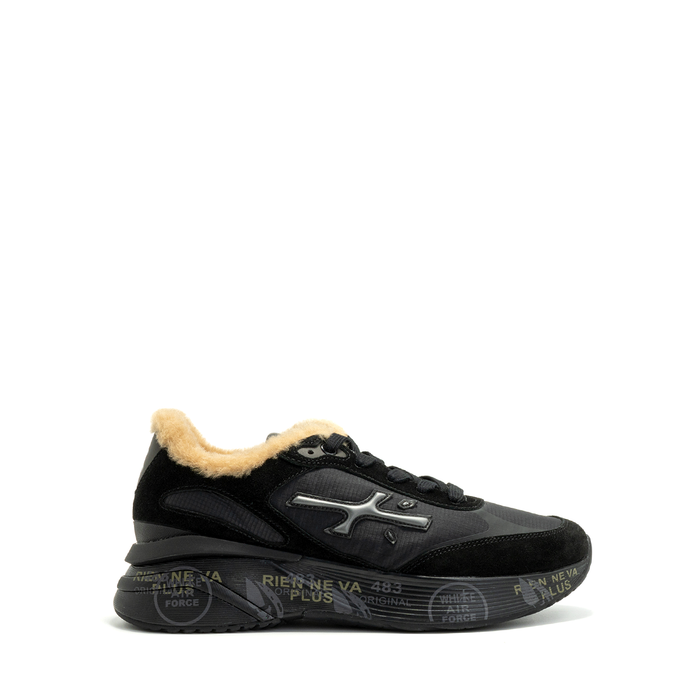 Premiata Moerund Black Suede And Textile Sneakers