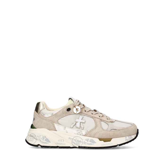 Premiata Mase Beige Suede and Textile Sneakers