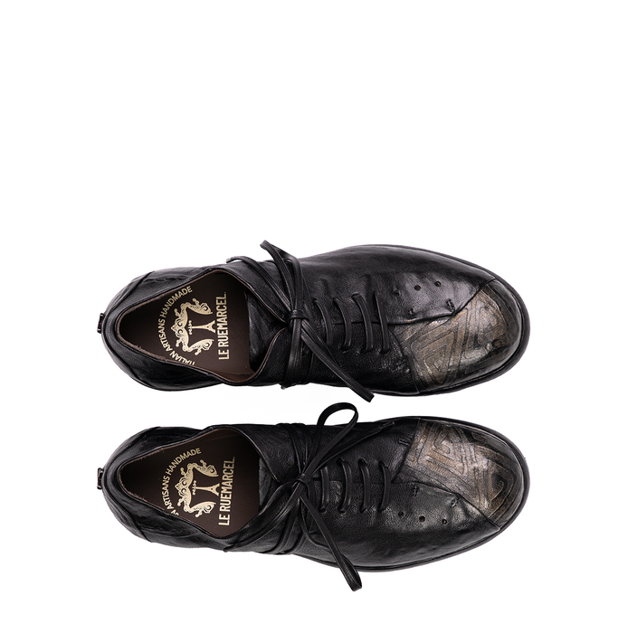 Le Ruemarcel SEKY D Black and Platinum Leather Lace-ups