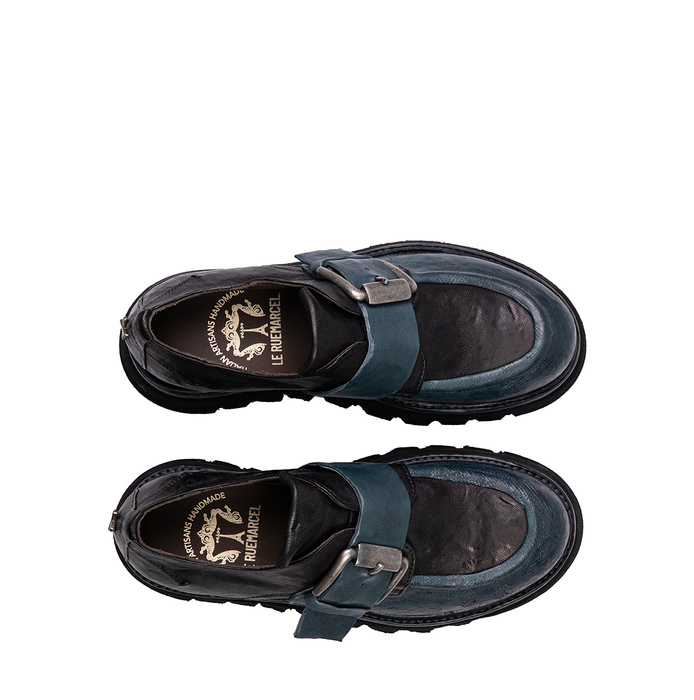 Le Ruemarcel MICHIKO D Black and Dark Blue Leather Loafers