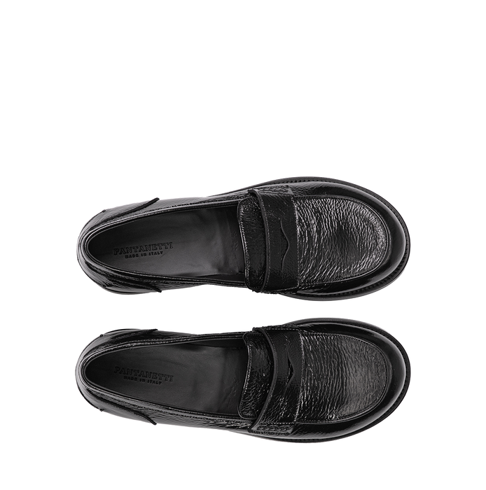Pantanetti Black Leather Loafers