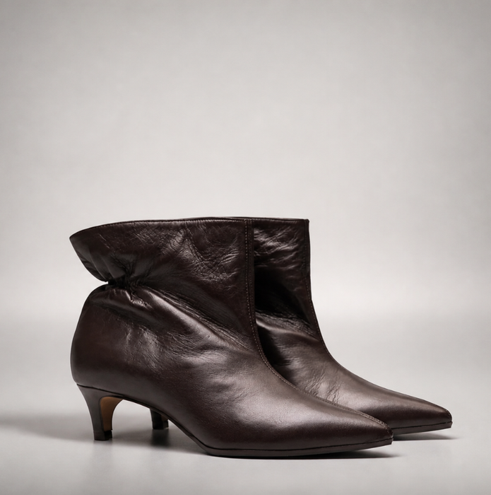 Lorena Paggi Chestnut Brown Leather Ankle Boots - DOLITA