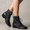 MLO Black Leather Ankle Boots - DOLITA