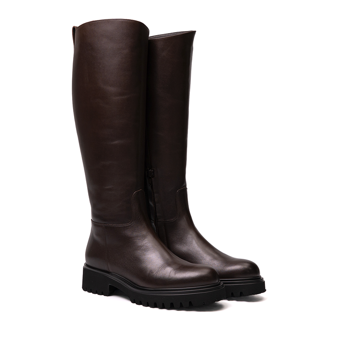 Guglielmo Rotta Warth Dark Brown Leather Tall Boots