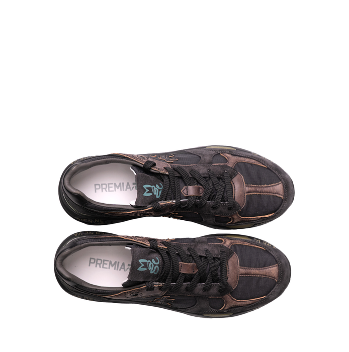 Premiata Mase Black Leather and Textile Sneakers