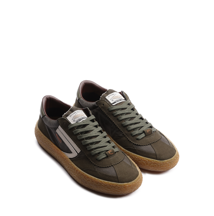 Puraai Vintage Olive Microsuede and Nylon Sneakers - DOLITA