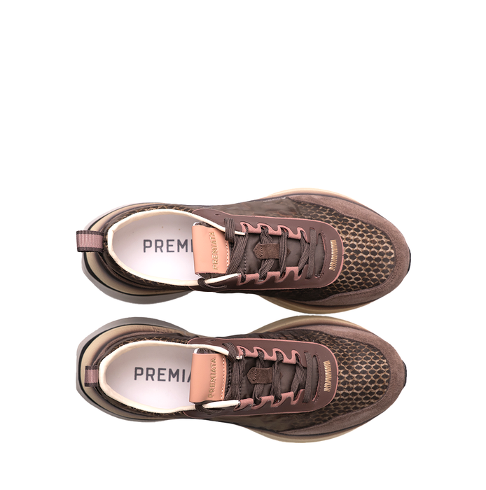 Premiata Hill Brown Suede and Textile Sneakers