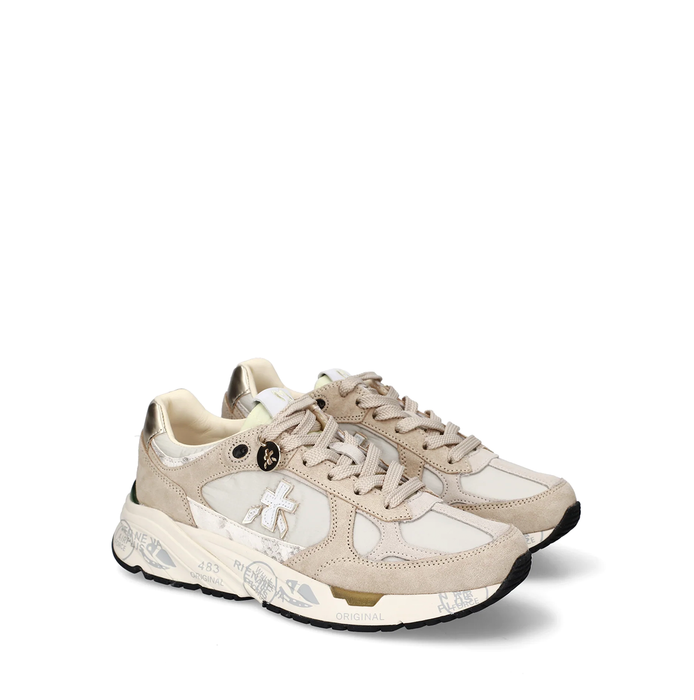 Premiata Mase Beige Suede and Textile Sneakers