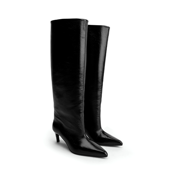 Poeve Dima Black Leather Tall Boots