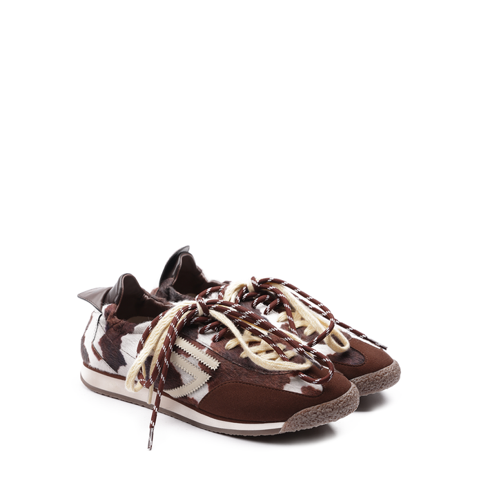 Puraai Panther Cow Print Micro Suede and Textile Sneakers - DOLITA