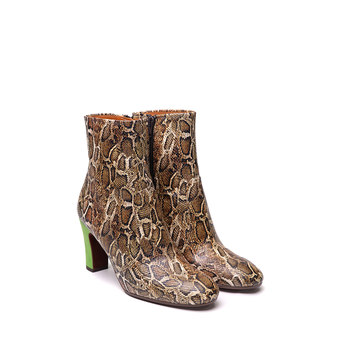 Chie Mihara Manel Snake Print Leather Ankle Boots