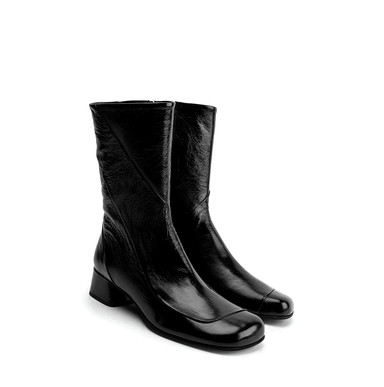 Poeve Veda Black Leather Ankle Boots - DOLITA