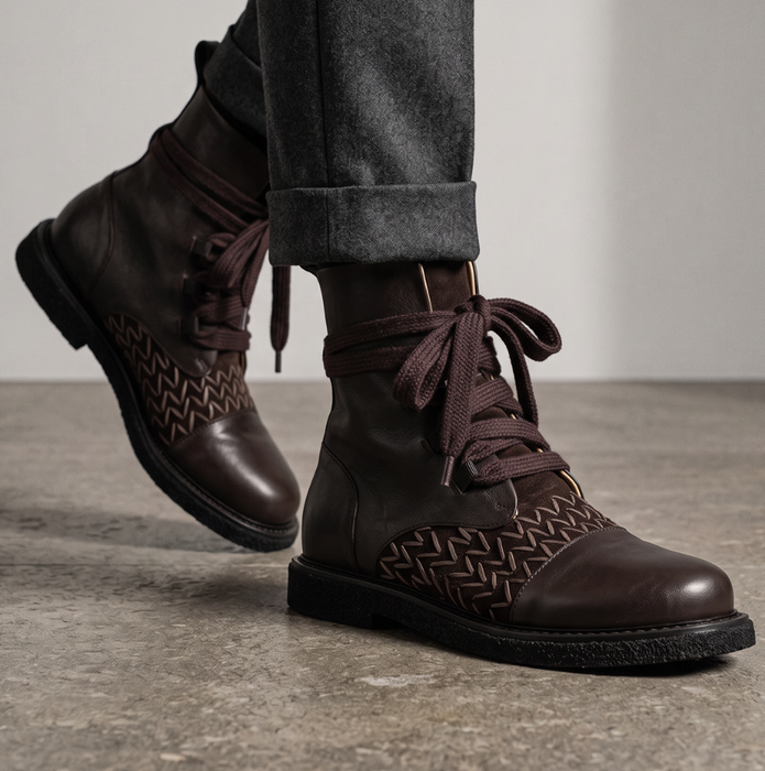 MLO Dark Brown Leather Ankle Boots - DOLITA