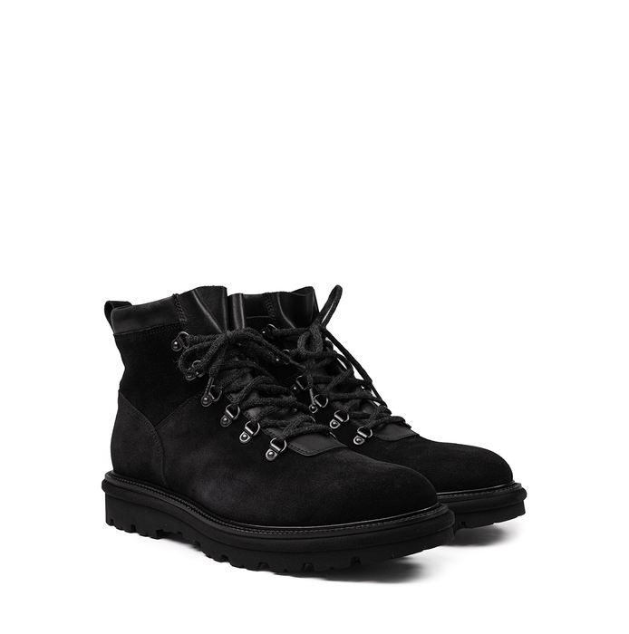 Giampieronicola Black Suede and Leather Ankle Boots