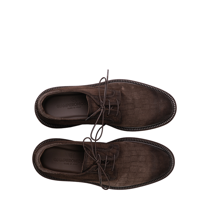 Giampieronicola Dark Brown Textured Suede Lace-ups