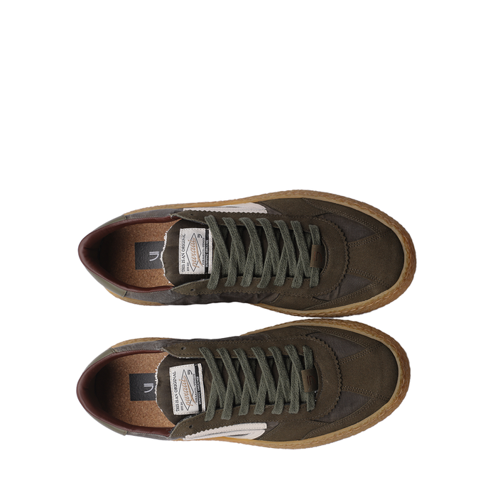 Puraai Vintage Olive Microsuede and Nylon Sneakers - DOLITA