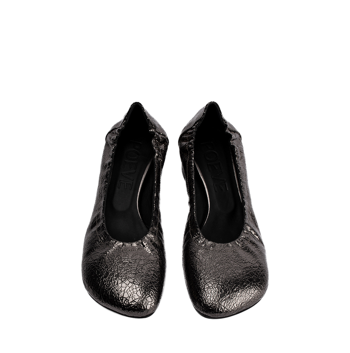 Poeve Anna Silver Leather Flats - DOLITA